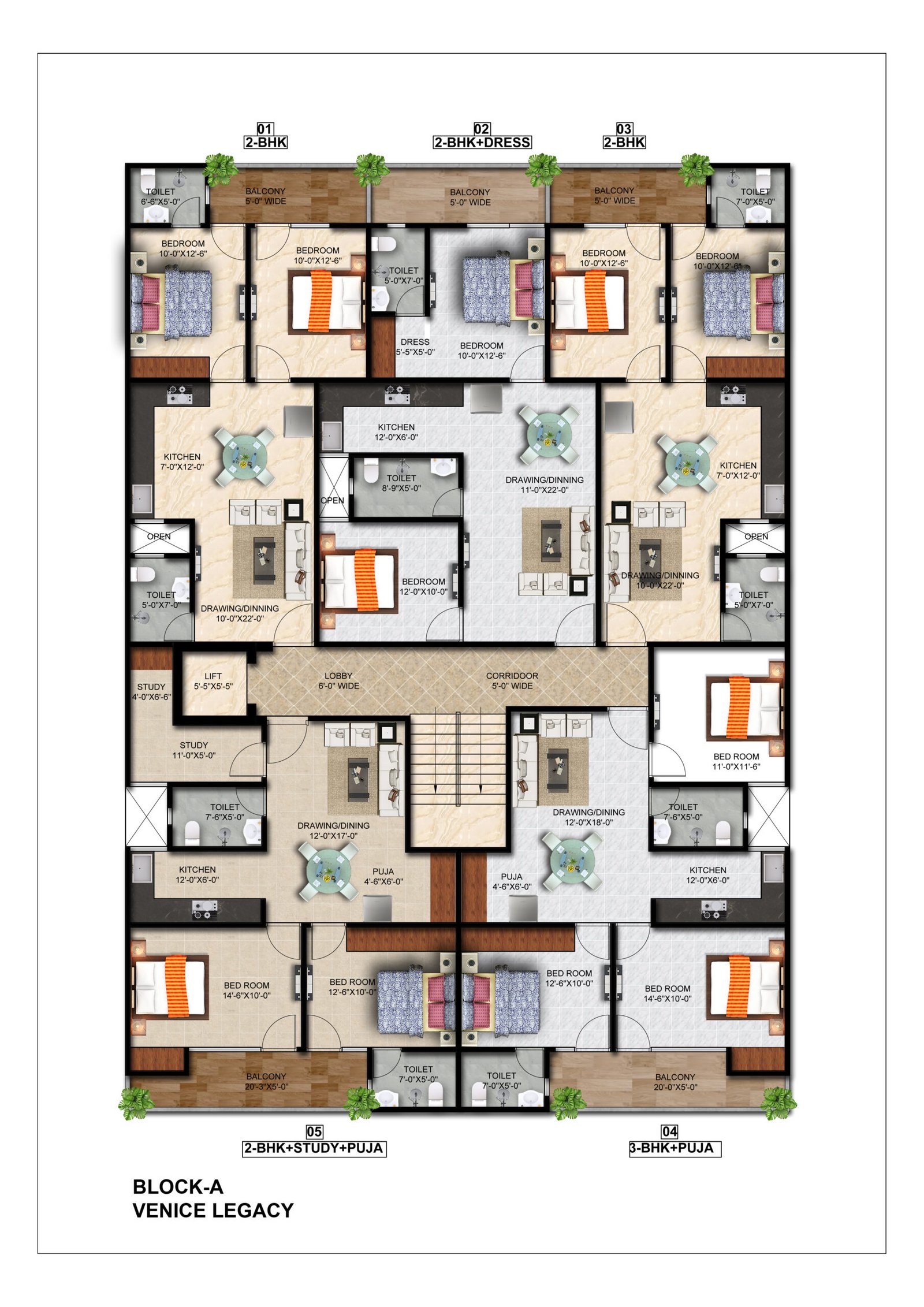 2 BHK floor plan Venice Legacy Sector 10 Noida Extension